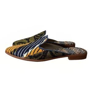 INKKAS Cyprus Slide Mules Women's 10 Boho Earthy Multicolor Pattern Fabric